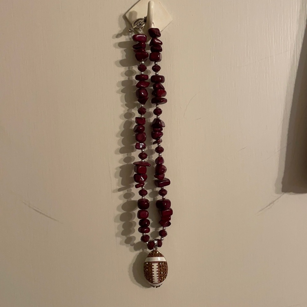 Maroon Football Necklace